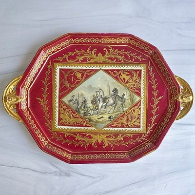 Antique Paris Porcelain La Courtille Napoleonic Battle Empire Tray c1830