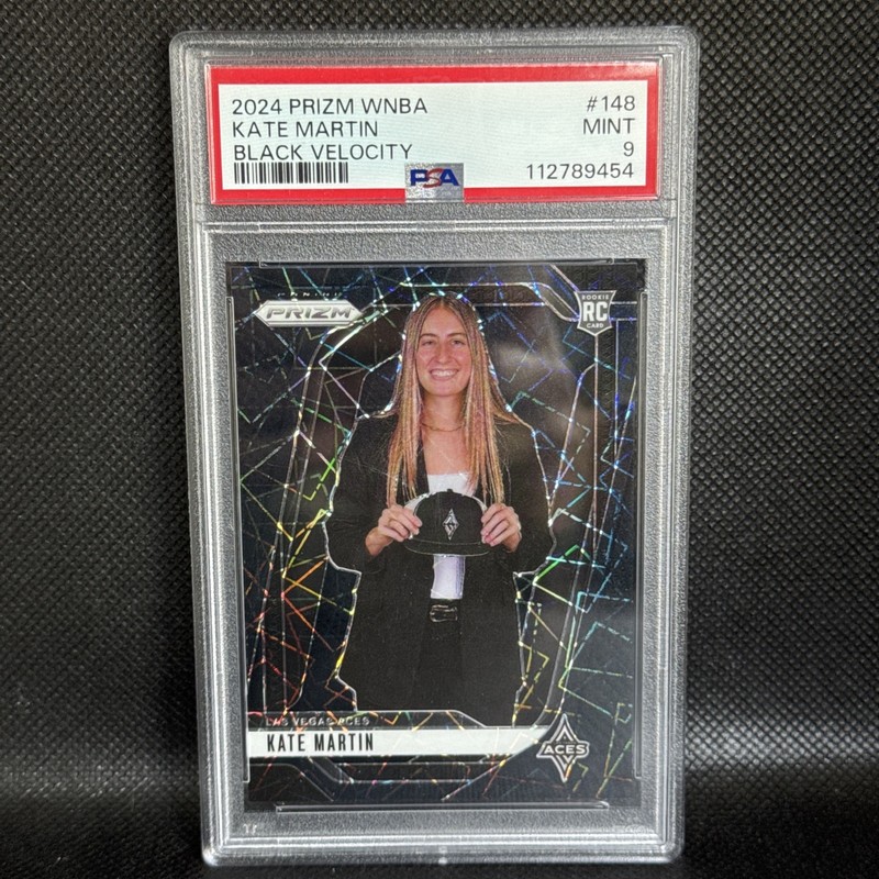 2024 Panini Prizm WNBA #148 Kate Martin Black Velocity Rookie Card RC /39 PSA 9