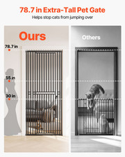 78.7in Extra Tall Pet Gate Adjustable Dog Cat Gate Black