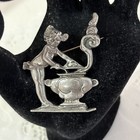 Vintage Pewter Cherub Big Steam Hot Cooking Pot  Brooch Pin  Victorian Nice — photo 4