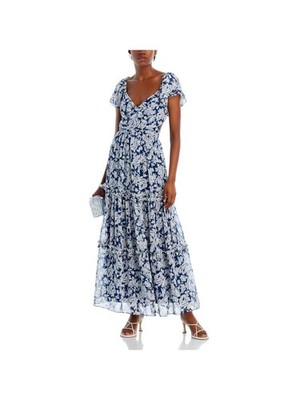 chinese dress ladies Haptics Fleurget Me Not Tiered Flutter Sleeve Dress in Aqua