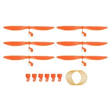 7" Plastic Propellers with Rubber Band Orange 6 Set