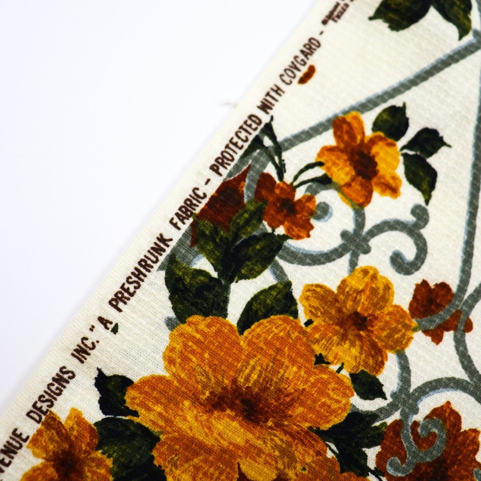 Vtg Barkcloth Drapery Fabric 5th Avenue Flowers on Trellis Fall Colors ...