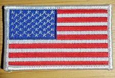 American Flag USA Embroidered Patch Iron-on/Sew-on White Bdr Banner Shoulder 3x2