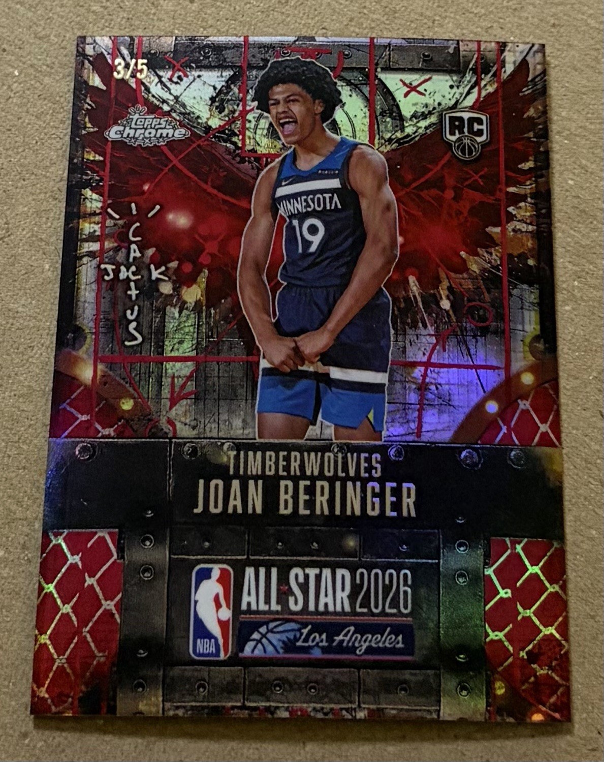 25/26 Cactus Jack Chrome #77 Joan Beringer Red Refractor RC 3/5 Timberwolves