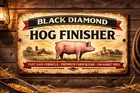 Vintage Looking Farm Black Diamond Hog Finisher Metal Sign 8x12 Rustic Pig Feed
