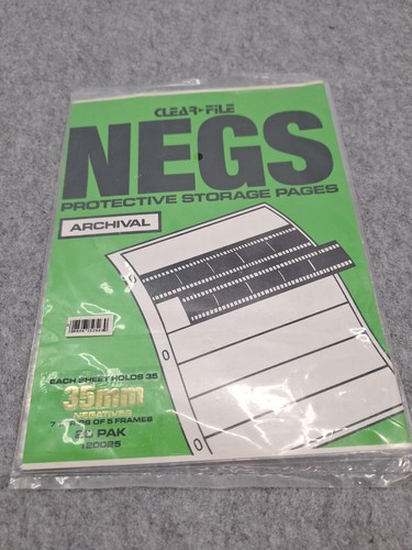 Clear File  NEGS Archival 35mm Negatives 19 Pages Of Protective Storage Pages