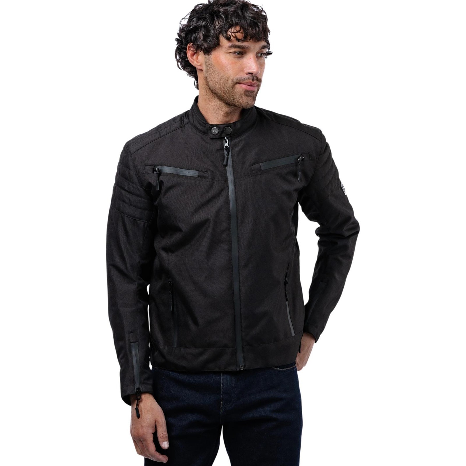 Giacca Moto Uomo Spada Cafe Flux Tessuto Retrò Stile Vintage Giacca Motociclista