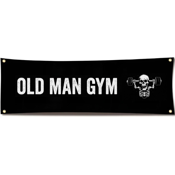OLD MAN GYM Gym Flag Banner 71x24 Fitness Wall Decor