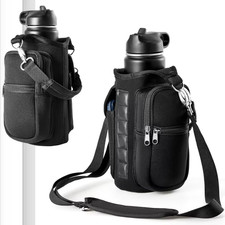 Magnetic Water Bottle Holder Gym Water Bottle Carrier Bag W/ Phone Pocket Handle