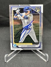 Jadher Areinamo Autograph Signed 2024 Bowman  Chrome BCP-2 Milwaukee Brewers