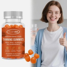Tanning Gummies 60 Count Sunless Bronzing with Astaxanthin  Beta Carotene
