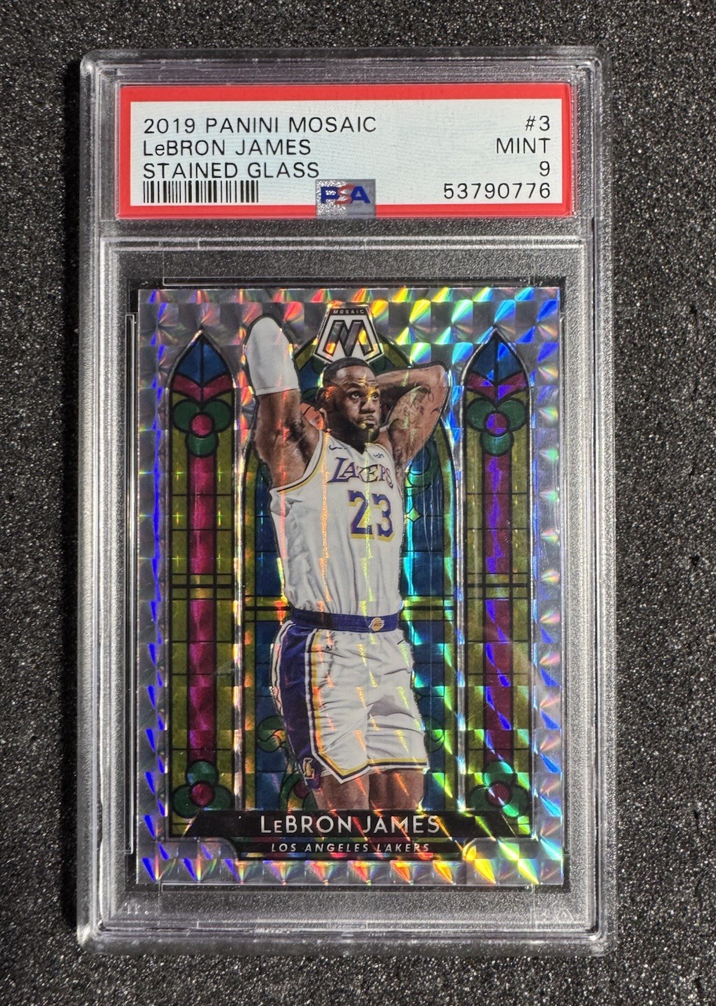 2019 Panini Mosaic - LeBron James Stained Glass Insert Lakers #3 PSA 9