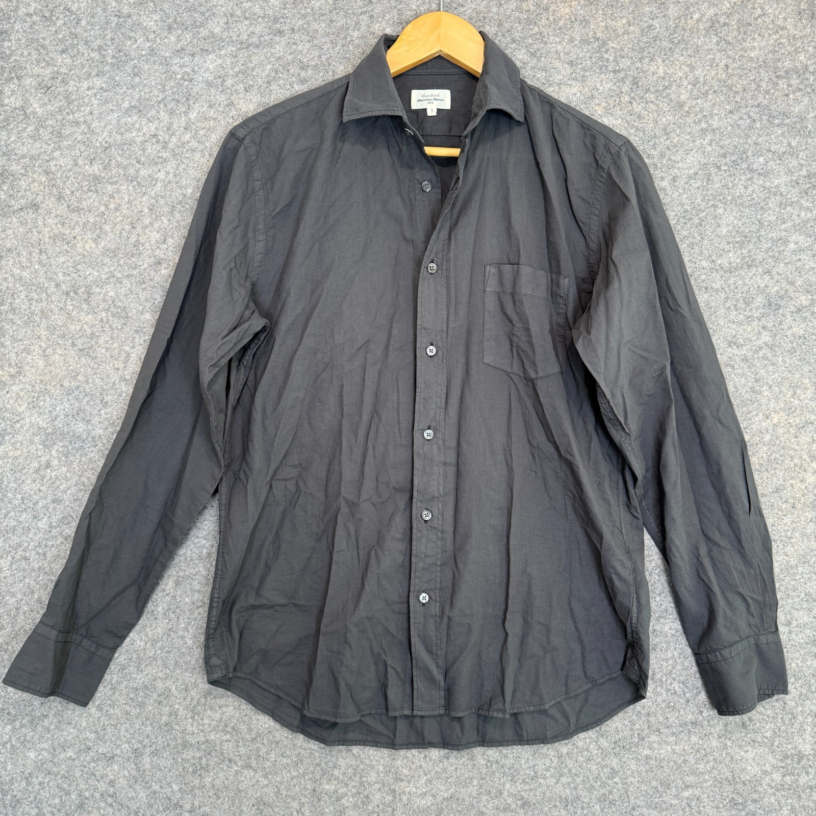 Hartford Alternative Classics Paul Button Shirt Mens Small Lightweight Gray