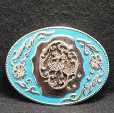 WG07168 AMAZING VINTAGE 1970s  MAN  WOMAN SQUARE DANCING  EVENTS BELT BUCKLE