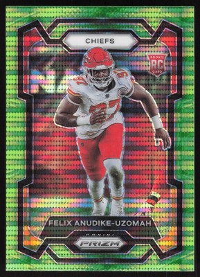 2023 Panini Prizm Neon Green Pulsar #349 Felix Anudike-Uzomah Kansas City Chiefs