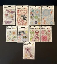 9-Pks Clear Stamps Assorted Butterfly Owl Botanical Scrapbook Craft Projects New
