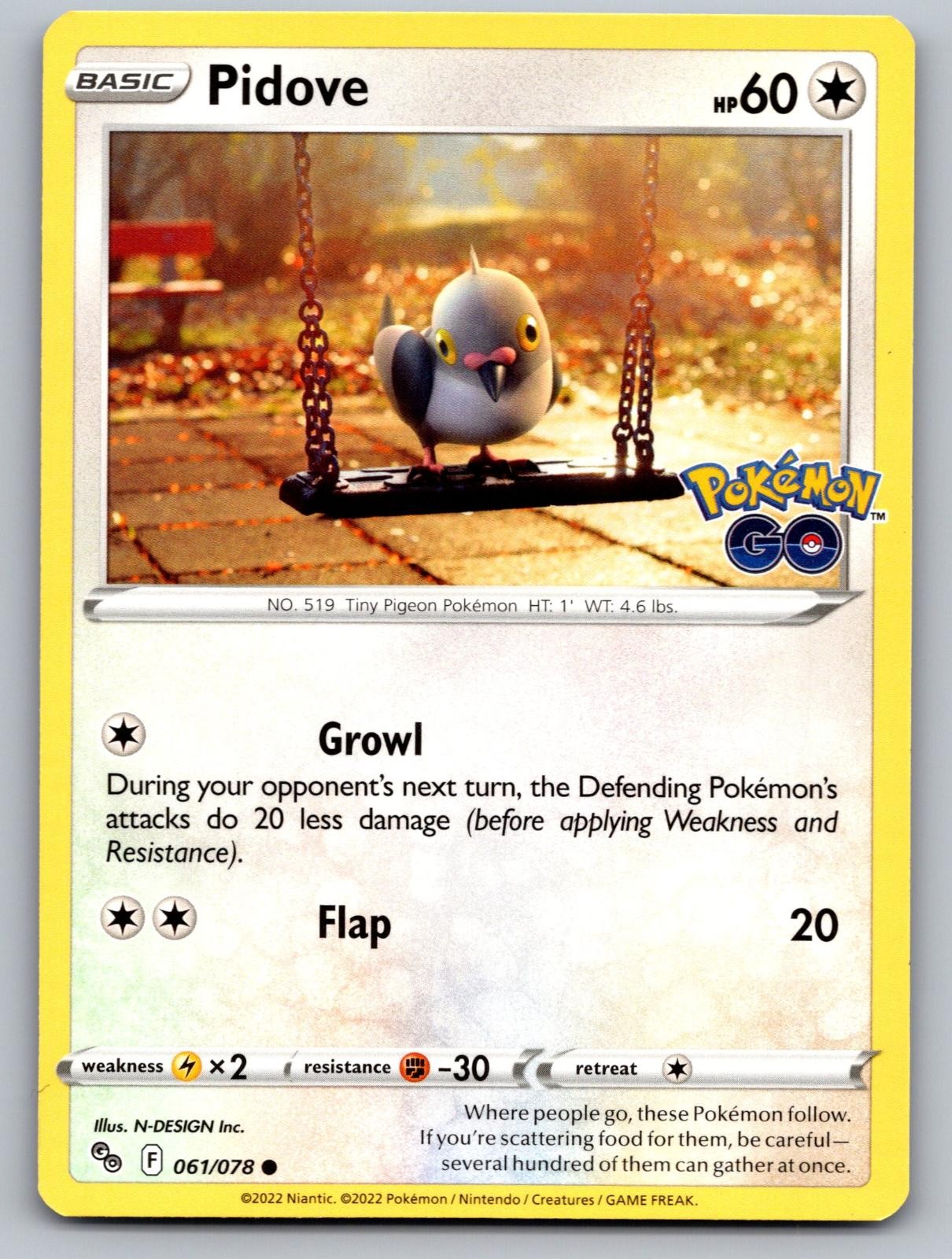 Pidove 061/078 Common Pokemon GO Pokemon Near Mint