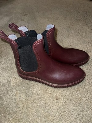 Journee Collection Women's Drip Water Resistant Ankle Boots Sz 38 US 7 Burgundy