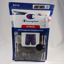 Champion Boys Performance Boxer Briefs 5-Pack Small 6/7 Black Gray Blue Camo