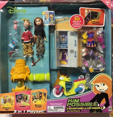 2003 Disney 3 Adventures of Kim Possible NEW 3 in 1 Playset Kim & Ron 30+ pcs