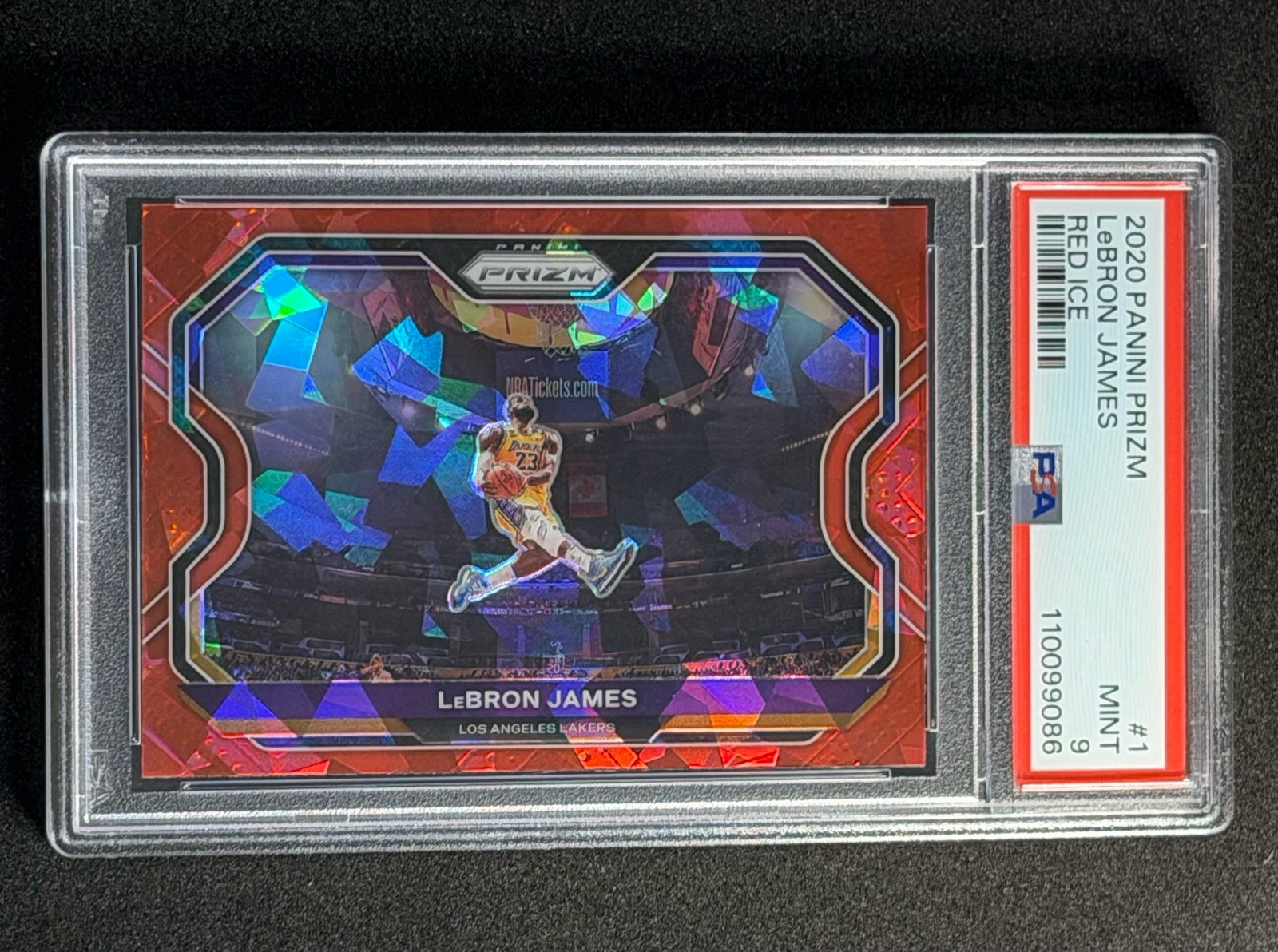 2020-21 Panini Prizm LeBron James Red Ice #1 PSA 9 MINT Los Angeles Lakers