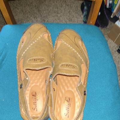 Sultan Tan Leather Men's Slip-On Sandals with Stitching Accent