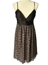 Black Lace Babydoll Dress Satin Bodice Spaghetti Straps Coquette Romantic Size 8