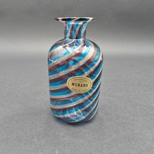 Campanella L. Murano Glass Mini Bottle Striped Art Glass Vintage With Label 4"