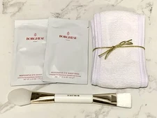 Borghese spa headband, eye sheet mask, dual ended deluxe mask applicator / brush