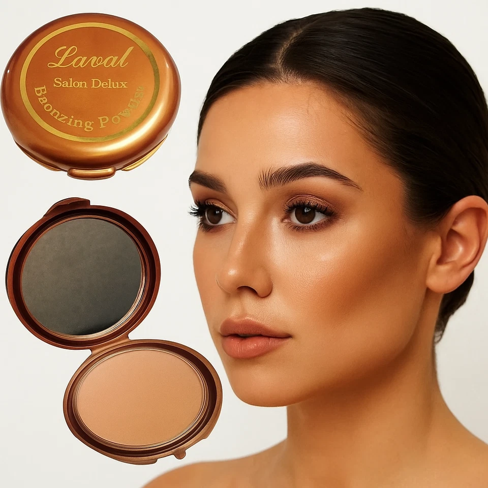 Laval Salon Delux Bronzing Powder Bronzer Medium Matte Face Compact with Mirror - Image 2 of 4