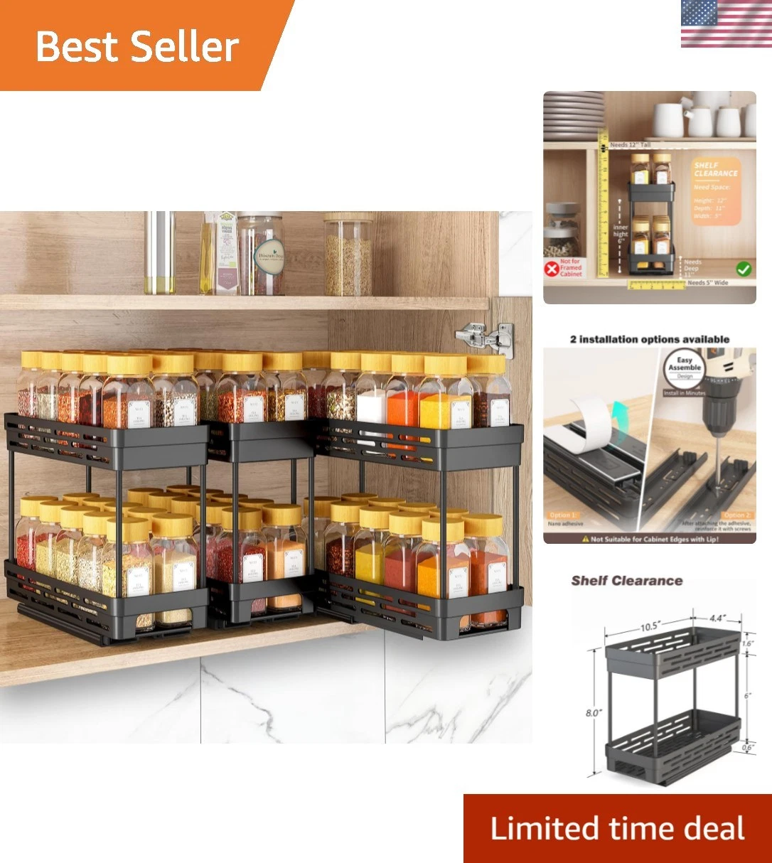 Pull Out Spice Rack Organizer for Cabinet, 3 Packs Slide Out Spice Racks Orga...
Opens in a new wind