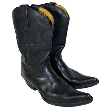 Bottes Santiags Noir Cuir Brodé Vintage 90’s Go West (Made In Mexico)