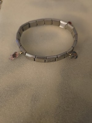 Nomination Style Stainless Steel 3 Charms Bracelet 19 Links Vintage