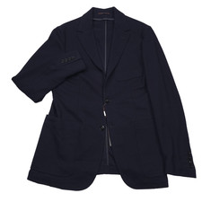 Canali Textured Jersey Sport Coat Mens 40R Italy 50R Navy Blue Blazer Jacket