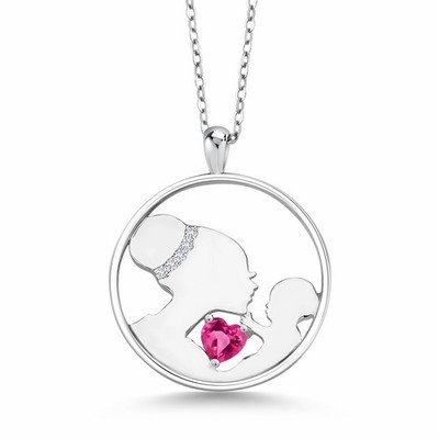 Keren Hanan Mother and Child 0.65 Ct Pink Created Sapphire E-F Lab Grown