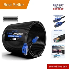 Heavy Duty 350FT Cat6 Direct Burial Ethernet Cable - Waterproof & UV Resistant