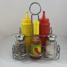 Melissa Doug Pretend Play Food Condiment Set Caddy Salt Pepper Ketchup Set