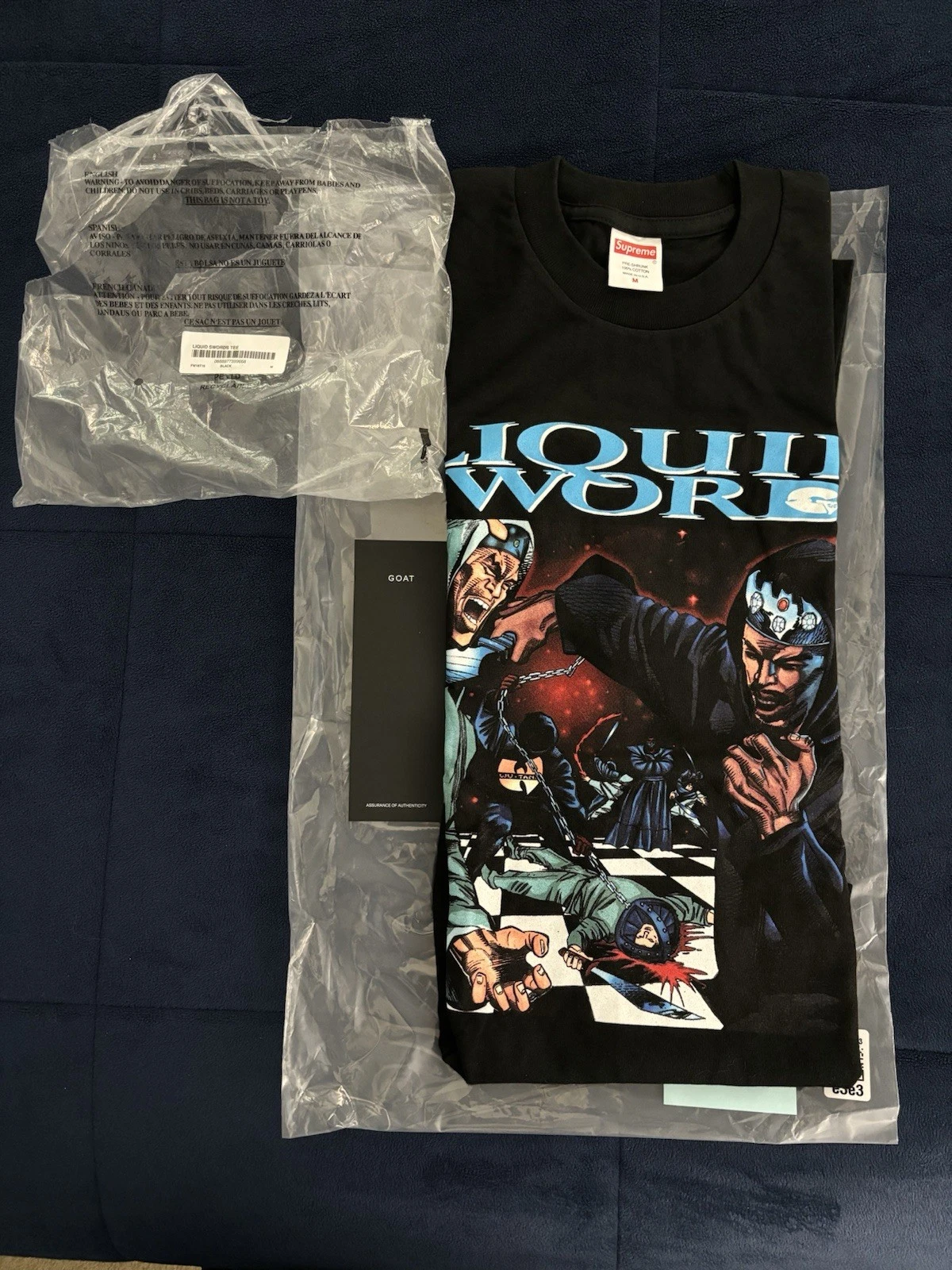 Tee shirt noir Supreme Liquid Swords taille Medium authentique Wu Tang neuf