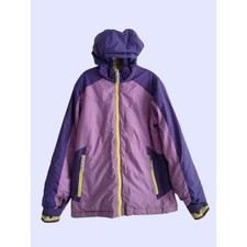 Lands' End Girls 10/12 Purple Hooded Snow Jacket Winter Zip Coat Grow-a-longs