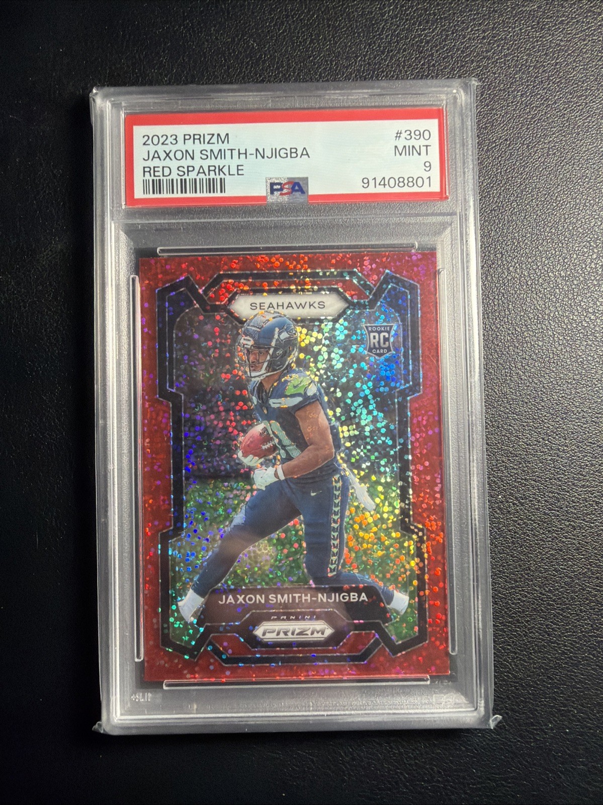 2023 Panini Prizm - Rookies Jaxon Smith-Njigba #390 Red Sparkle Prizm (RC)