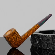 MUXIANG Briar Panel Pipe Smooth Wood Tobacco Smoking Pipe Straight Ebonite Stem