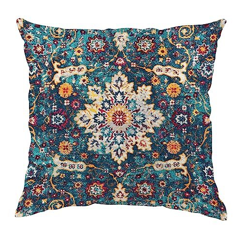 Blue Bohemian Ethnic Pattern 18x18 Boho Pillow Covers Set of 12-image