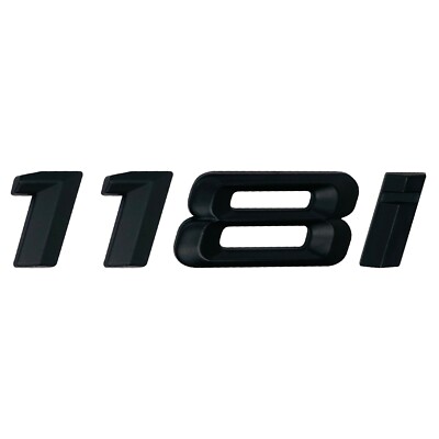 Matt Schwarz 118i Heck Kofferraum Flach Auto Abzeichen Emblem Buchstabe Nummer für BMW