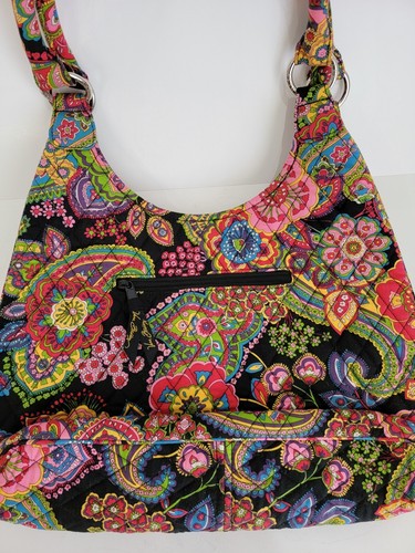 Vera Bradley Paisley Retired Pattern daisys on inside Large Hobo Bag purse - Picture 3 of 23