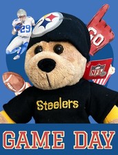 NFL Steelers Teddy Bear stuffed Plush Football 10 W Tags