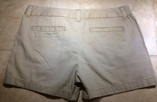 Sz 6 MERONA Khaki Tuxedo Shorts Tan Brown Black Stripe Summer NWT - Photo 8/9