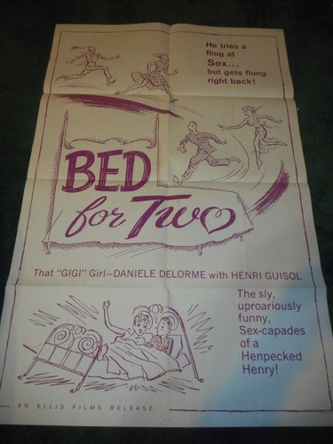 BED FOR TWO - ORIGINAL FOLDED POSTER - 1959 - DANIELE DELORME