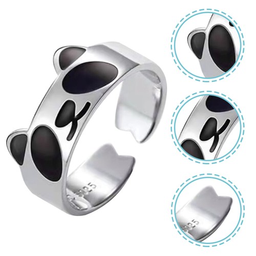Emaille Panda Ring Fräulein Mädchen Ringe Verstellbare Daumenringe Für Damen - Bild 3 von 10