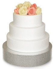 Soporte para pastel de boda "OCASIONES" plata/oro estrás, base de tambor para pastel brillante